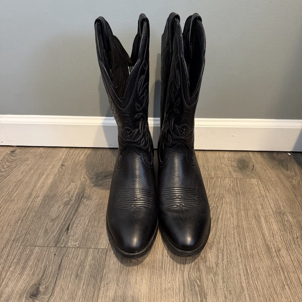 Ariat Heritage R Toe Women's 11B Western Cowboy Boots Black Leather 10001037 - Picture 3 of 7